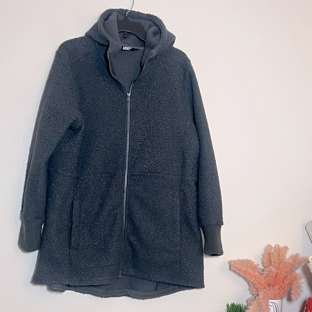 Lands End Boucle Teddy Fleece Jacket Coat XL - Picture 2 of 5